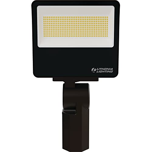 Lithonia Lighting All-in-One LED Flood Light, Waterproof LED Outdoor Light Fixture with Adjustable Brightness and Color Temperature, Yoke or Slipfitter Mount Dusk to Dawn Outdoor Lighting, UVOLT