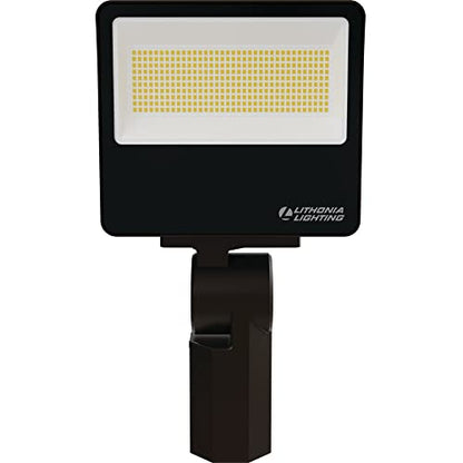 Lithonia Lighting All-in-One LED Flood Light, Waterproof LED Outdoor Light Fixture with Adjustable Brightness and Color Temperature, Yoke or Slipfitter Mount Dusk to Dawn Outdoor Lighting, UVOLT