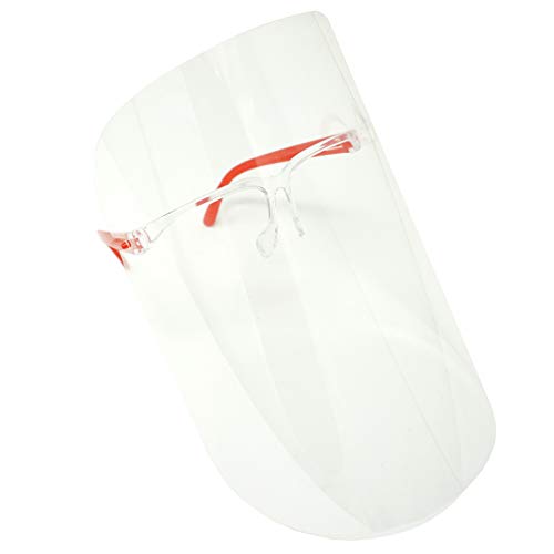 ArtToFrames Protective Kids Face Shield 5 Pack, Fully Transparent Face and Eye Protection from Droplets and Saliva with ReusableRed Glasses and Replaceable Shield, Anti-Fog PPE - color: Kids R Red, size: 5 Pack