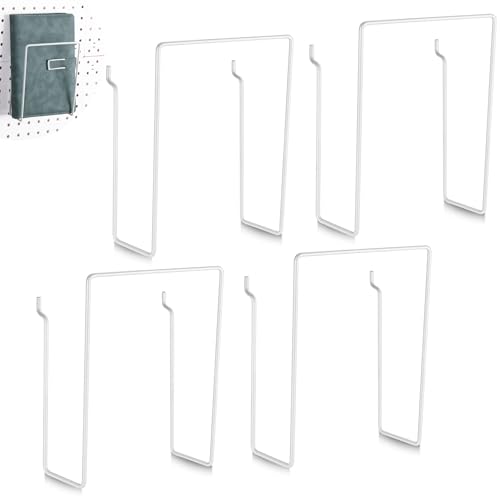 Blulu 4 Pcs White Pegboard Magazines Holder Literature Display Mail File Holder Books Wall Organizer Pegboard Shelf Hooks Accessories for Display Exhibitions Trade Show Shelf Office Kitchens - color: White