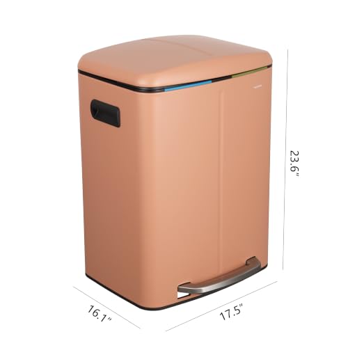 happimess Marco 10.6 Gal Double Bucket Step Trash Can, Clay Rose - color: Clay Rose