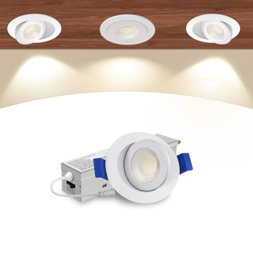 Aosclex 1 Pack 2 Inch Adjustable Gimbal 5CCT Recessed LED Light 5W 550LM - color: White-2inch, size: 1 Pack