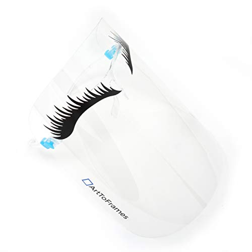 ArtToFrames Protective Face Shield 5 Pack, Eyelashes Design, Fully Transparent Face and Eye Protection from Droplets and Saliva with Reusable Glasses and Replaceable Shield PPE - color: Eyelashes, size: 5 Pack