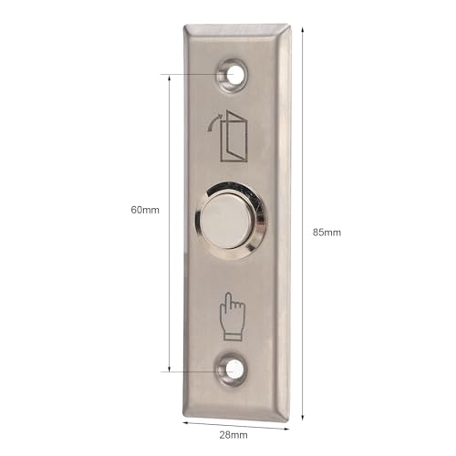 Dioche Door Access Control Switch, Exit Press Button, Stainless Steel Brushed Automatic Reset No Welding Required for Indoor Outdoor, NO/COM Switch Door Release Out Unlock Exit Button