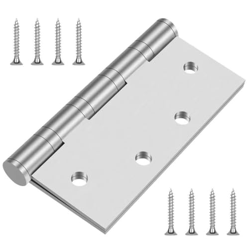 Heavy Duty Hinges,304 Stainless Steel Door Hinges 4-1/2 Inch,4.5"x 4" Ball Bearing Door Hinge with Square Corners -2 Pack (Silver) - color: Silver