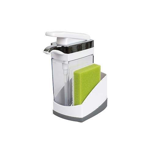 Casabella Sink Sider Solo Soap Pump and Sponge Caddy for Kitchen Sinks, Kitchen Sink Organizer Sponge Caddy and Soap Pump Combo, White - color: White, size: Solo