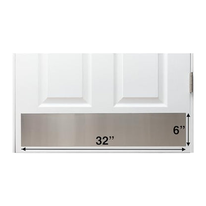Stainless Door Kick Plate, 6" x 32", No Holes, for Door Widths 34", Made in USA - size: 6" x 32" (34" Door) No Holes