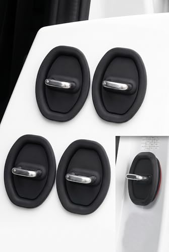 4 PCS Car Door Latch Guard, Silicone Car Door Latch Covers, Black - color: Black