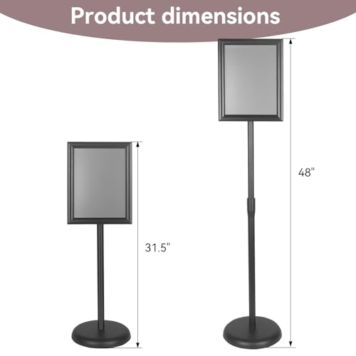 YDisplay Sign Holder Stand with Base 8.5x11inches Pedestal Floor Standing Sign Display Holder Height Adjustable Both Landscape Or Portrait Displayed,Black - size: 8.5×11inches,1pack