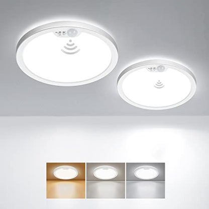 BLNAN Motion Sensor Ceiling Light Wired, 8.7 Inch 3000K 4000K 5000K Selectable LED Flush Mount Light Fixture, Motion Activated Light with Timer for Hallway Stair Walk-in Closet, Non-Dimmable 2 Pack - size: 8.7inch-2packs White