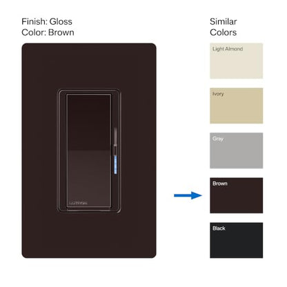 Lutron Caseta Diva Smart Dimmer Switch (Smart Hub Required), No Neutral Req - color: Brown, size: 1 Pack, style: Diva Smart Dimmer