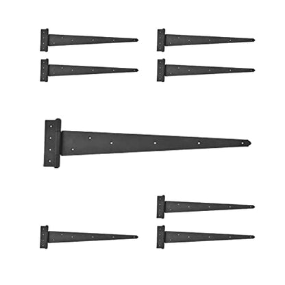 Renovators Supply Manufacturing T Strap Shed Door Hinge 25 1/4 in. Rustic Flush Mount Black Iron Barn Door Shed Hinge with Hardware Pack of 8 - size: Pack of 8