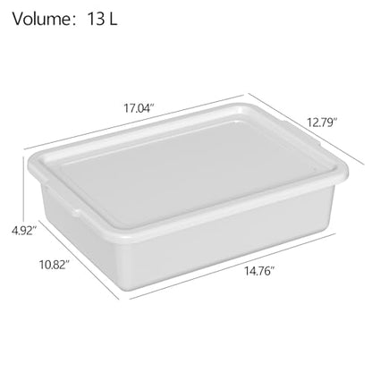 13 L Commercial Bus Tub with Lid, Plastic Bus Tote Box, 12-Pack - size: 13 L