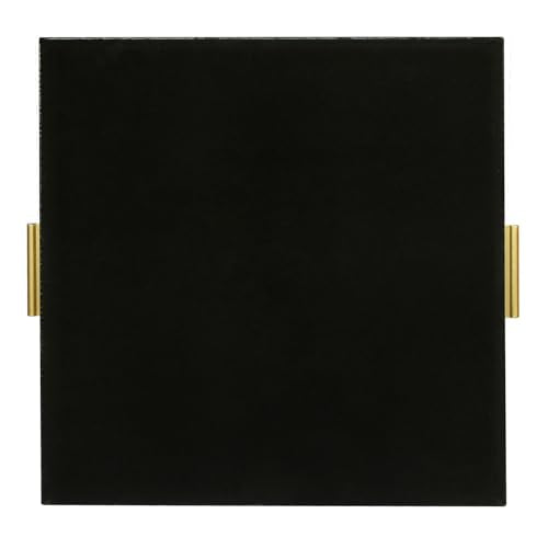 HofferRuffer Extra Large Square Serving Tray, Elegant Faux Leather Ottoman Tray with Gold Hardware Handles, Serve Tea, Coffee or Breakfast in Bed, 24 x 24 inches (Black Croco) - color: Black Croco, size: 24" x 24" x 2"