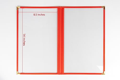 Menu Covers, Double Pages, 8.5" x 14" Legal Size, Red, Pack of 6 - color: Red
