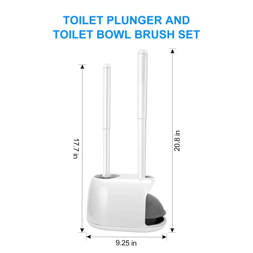 SetSail 2 Packs Toilet Brush and Plunger Set for Bathroom Cleaning, White - color: White, size: 2 packs