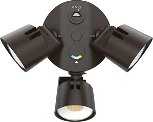 Lithonia Lighting HomeGuard 3-Light LED Outdoor Flood Lights, Dusk to Dawn - color: Dark Bronze, size: 3-Light, style: 1750-4100 Lumens