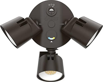 Lithonia Lighting HomeGuard 3-Light LED Outdoor Flood Lights, Dusk to Dawn - color: Dark Bronze, size: 3-Light, style: 1750-4100 Lumens