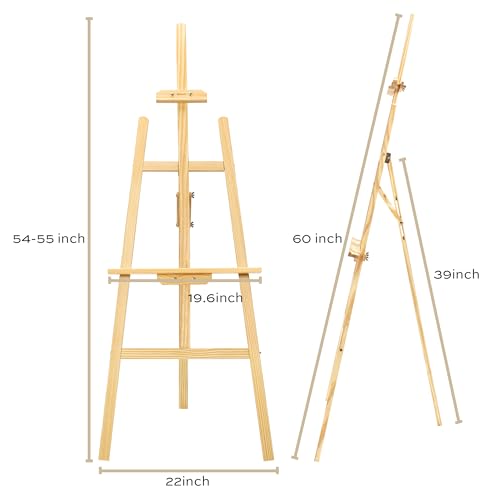 finenolo Wooden Easel Stand for Painting, 45" Adjustable Height Folding Art Easel for Canvas, Drawing, Wedding Signs & Posters, Ideal for Adults, Artists, Beginners, Students & Kids