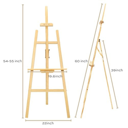 finenolo Wooden Easel Stand for Painting, 45" Adjustable Height Folding Art Easel for Canvas, Drawing, Wedding Signs & Posters, Ideal for Adults, Artists, Beginners, Students & Kids