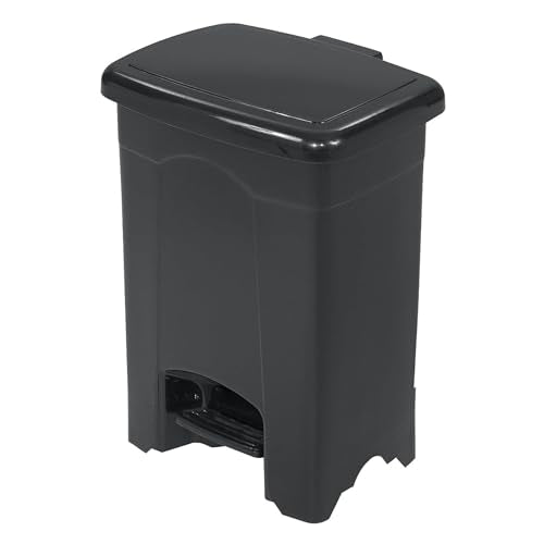 Safco Step On Plastic Trash Can, Foot Pedal, Hands Free, Black, 4 Gallon - color: Black, size: 4 Gallon