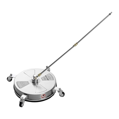 VEVOR 16.5 Inch Pressure Washer Surface Cleaner, 4000 PSI Stainless Steel Attachment with 4 Wheels, 2 Nozzles, 1/4 Inch Quick Connect and 2 Wands for Concrete, Patio, Deck - size: 16.5 Inch w/ Wand & Wheels