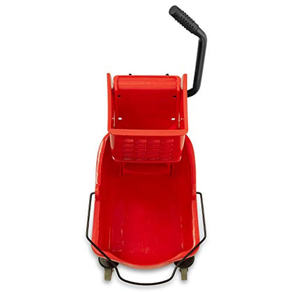 Dryser Commercial Mop Bucket with Side Press Wringer, 26 Quart, Red - color: Red