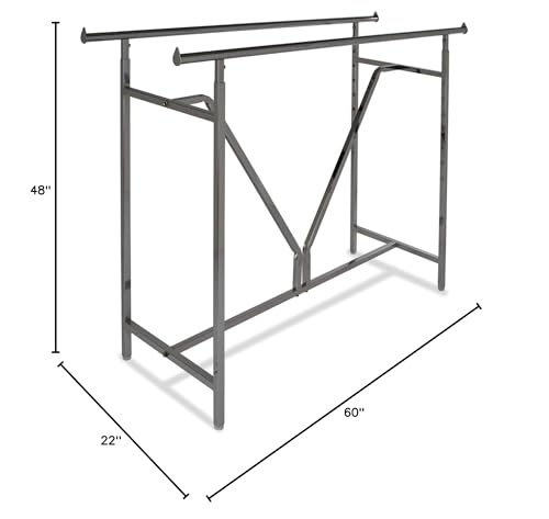Only Hangers Adjustable Height - Heavy Duty - Double Bar Rectangular Rack with V-Brace - Maximum Extended Height to 81"