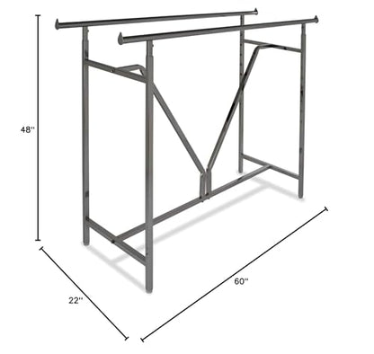 Only Hangers Adjustable Height - Heavy Duty - Double Bar Rectangular Rack with V-Brace - Maximum Extended Height to 81"