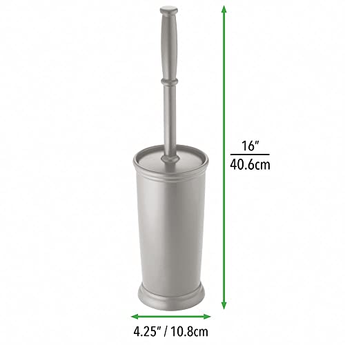 mDesign Toilet Bowl Brush and Holder - Covered Bathroom Toilet Brush - Standing Toilet Bowl Scrubber in Modern Holder - Compact, Space Saving, Deep Cleaning Brush for Toilet - Hyde Collection - Gray - color: Gray, size: Pack of 1