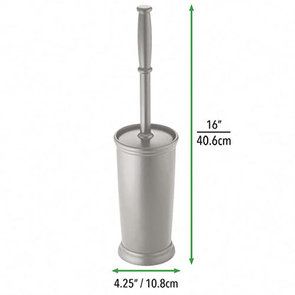 mDesign Toilet Bowl Brush and Holder - Covered Bathroom Toilet Brush - Standing Toilet Bowl Scrubber in Modern Holder - Compact, Space Saving, Deep Cleaning Brush for Toilet - Hyde Collection - Gray - color: Gray, size: Pack of 1