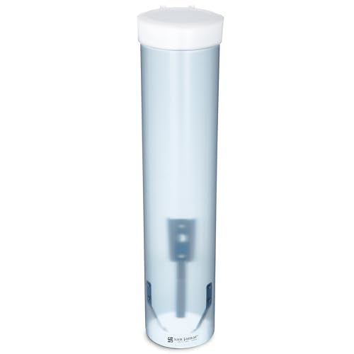 San Jamar 16-Inch Pull-Type Cup Dispenser, 4-10 oz Flat/Cone, Frosted Blue - color: Blue
