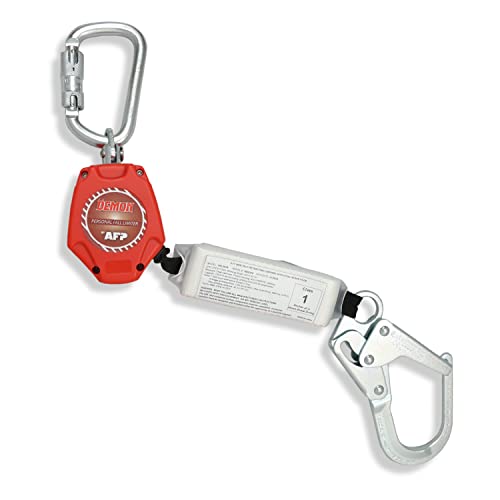 AFP Demon 6 FT Single Leg Self-Retracting Lifeline Web Lanyard Retractable, 1.97-inch Gate Opening Steel Locking Rebar Hook, Yoyo, Shock Absorber | Tower Fall Protection OSHA & ANSI Rated SRL - color: Single 1.97-inch Gate Steel Rebar