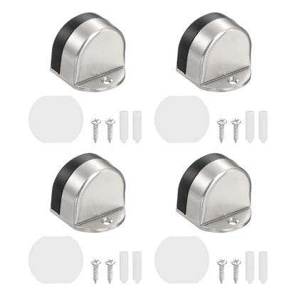 uxcell 4 Pack Low Dome Floor Door Stop 1.5" H x 1.65" W, Stainless Steel - color: Silver