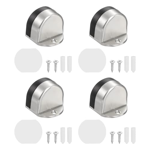uxcell 4 Pack Low Dome Floor Door Stop 1.5" H x 1.65" W, Stainless Steel - color: Silver