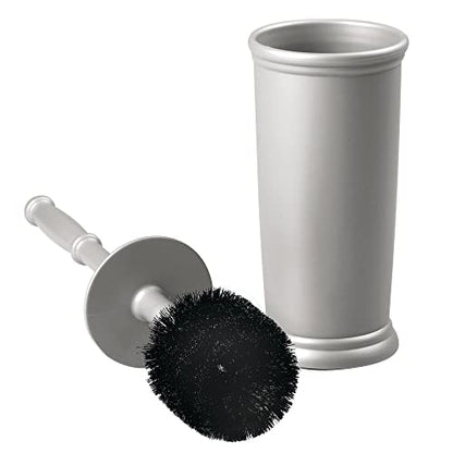mDesign Toilet Bowl Brush and Holder - Covered Bathroom Toilet Brush - Standing Toilet Bowl Scrubber in Modern Holder - Compact, Space Saving, Deep Cleaning Brush for Toilet - Hyde Collection - Gray - color: Gray, size: Pack of 1