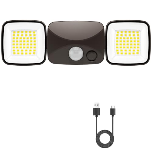 Motion Sensor Outdoor Lights, Rechargeable LED Security Flood Lights, USB Charging, No Wiring, No Solar, No Battery Replacement, High Brightness for Garage, Yard & Entryway, Brown 1-Pack (Small Size) - color: Brown