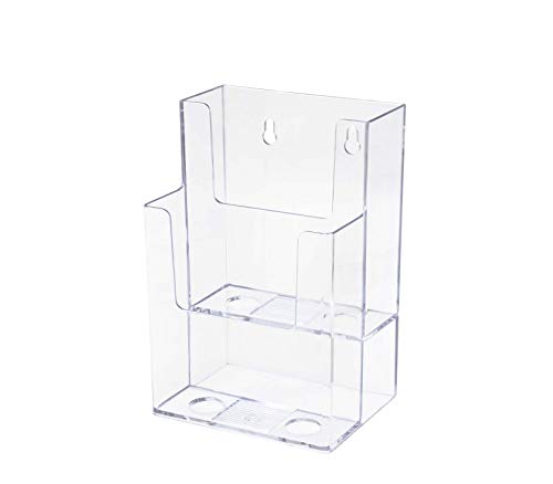 Marketing Holders 12 Pack Brochure Holder Multi Slot Rack for 4" Trifolds Maps or Menus All In One No Assembly Clear Take One Handouts Counter or Hanging Bin for Schools and Libraries - size: 4.25" Wide 2 Tier
