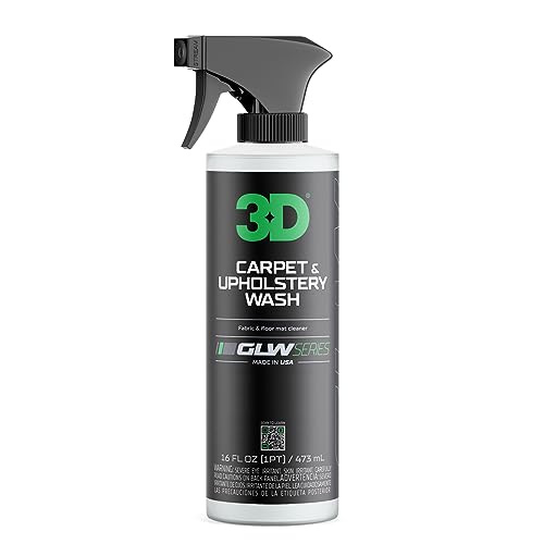 3D Carpet & Upholstery Cleaner, GLW Series | Ultra Powerful Stain Eliminator | Car Carpet, Seats, Floor Mats | Hyper Thick Foam | Fresh Scent | DIY Car Detailing | 16 oz - size: 16 Fl Oz (Pack of 1)