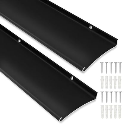4" Extra-Wide Door Rain Drip Guard, 40" L Heavy Duty Aluminum Window Rain Diverter, Door Rain Deflector with Pre Drilled Holes and Expansion Screws (Black, 2pcs) - color: Black