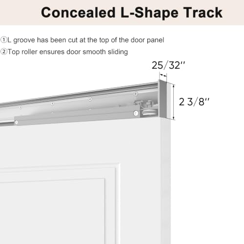 JUBEST 36"x84" Concealed Barn Door with Soft Close Hardware Kits, Primed