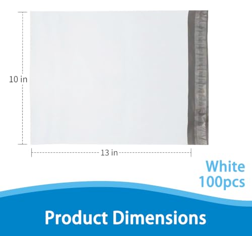 9527 Product Poly Mailers Envelopes Shipping Bags Self Sealing,100 Bags,10x13 inches,2.5 Mil (White) - color: White, size: 10"x13"|100Pcs