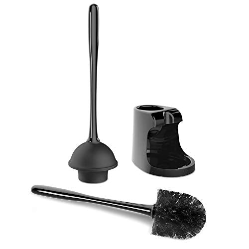 MR.SIGA Toilet Plunger and Bowl Brush Combo for Bathroom Cleaning, Black - color: Black