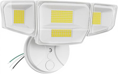 Abovizo 90W 10000LM Flood Lights Outdoor, LED Security Lights with 4 Heads, Switch Controlled, 6500K Daylight, IP65 Waterproof Exterior Floodlight for Outside, Garage, Yard, Porch, Eave - color: White