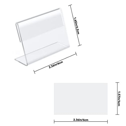 50 Pack Mini Clear Acrylic L-Shape Sign Holders, 2.4x1.6
