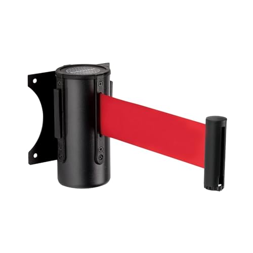 DuraSteel Wall Mount Crowd Control Retractable Belt Barrier - 9.2 Ft Red Retractables Barrier Belt, Crowd Control Barriers Do Not Enter Line Dividers for Crowds NOT Stanchions with Retractable Belts - color: Red Belt, size: Black Case