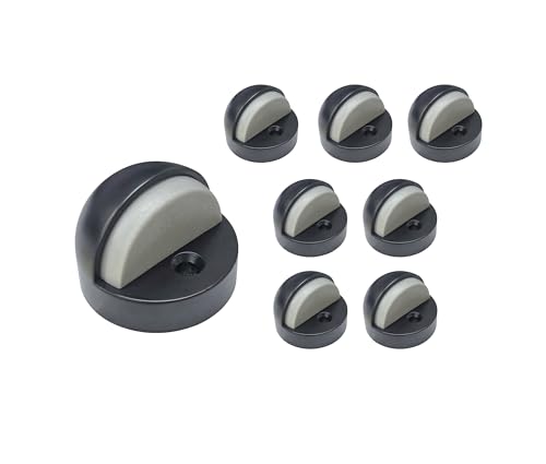 QCAA High Dome Floor Door Stop, 1-11/16" x 1-3/16", Zinc Die Cast, Matte Black, 8 Pack, Made in Taiwan - color: Matte Black(High), size: 8 Pack
