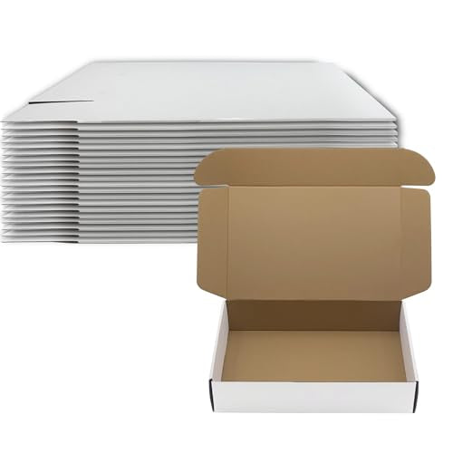 14x9x3 inch Shipping Boxes Set of 20, White Corrugated Cardboard Mailer Box - size: 14x9x3 -20 Pack