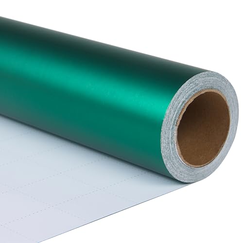 ZINTBIAL Metallic Green Wrapping Paper Roll with Cut Lines - Solid Green Holiday Gift Wrap for Graduation, Christmas, Birthdays, Baby Shower, Wedding - 17.5 in x 33 ft (48 sq. ft), Easy to Cut - color: Metallic-Green