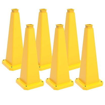28 inch Yellow Safety Caution Cones Blank, Safety Road Cones Unprinted with Heavy Rubber Weighted Base for DIY Custom Messaging Hazard Warning (6 Pack) - color: BLANK/YELLOW, size: 28 inch